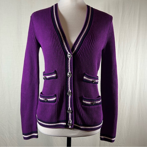 Talbots V-NECK CARDIGAN - TEXTURE
STRIPE - Picture 3 of 16